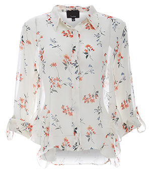 Floral Button Up Ruffle Top