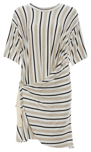 Striped Side Belt Wrap Dress