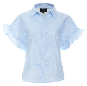 Button Front Ruffle Short Sleeve