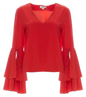 Flounce Flared Sleeve V-neck Blouse