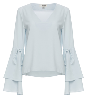 Flounce Flared Sleeve V-neck Blouse