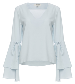 Flounce Flared Sleeve V-neck Blouse