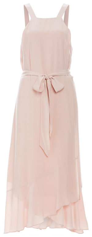 Midi Flounce Front Tie Dress