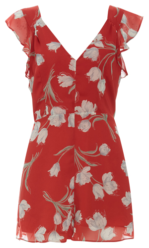 Floral Frill Short Sleeve Romper