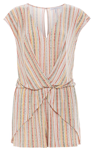 BCBGeneration Overlapping Pleats Striped Romper