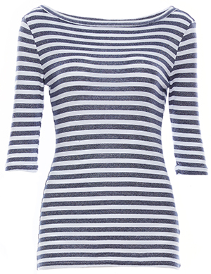 Michael Stars 3/4 Sleeve Striped Boat Neck