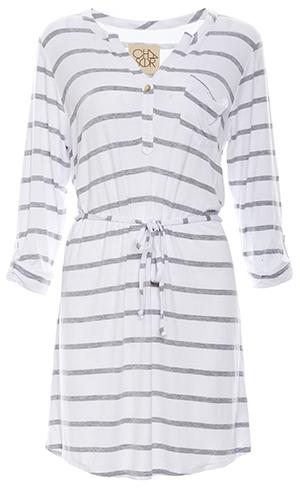 Chaser Cool Jersey Rolled Cuff Henley Dress