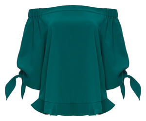 Bella Ruffle Hem Off Shoulder Tie Sleeve Top