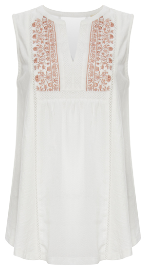 Mystree Embroidered Front Sleeveless Top