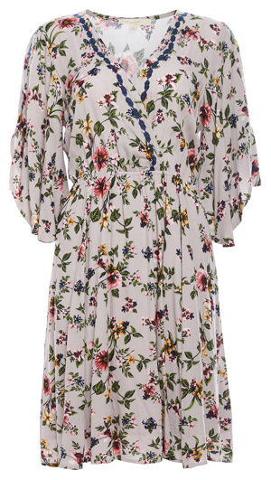 Mystree Three-Quarter Sleeve Surplice Dress