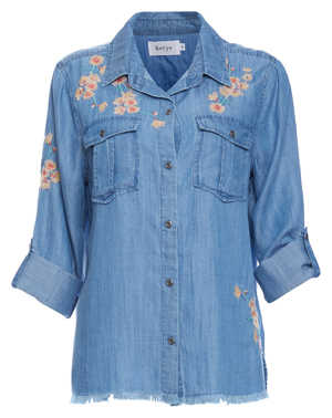 Two-Pocket Embroidered Button Up Shirt