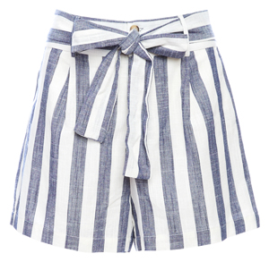 Belted Striped Shorts