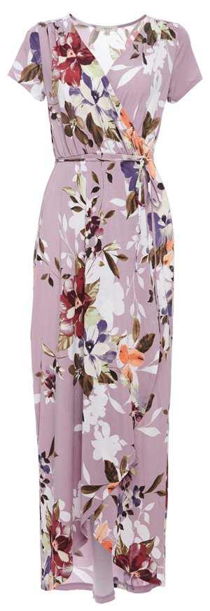 Surplice Short Sleeve Maxi Dress