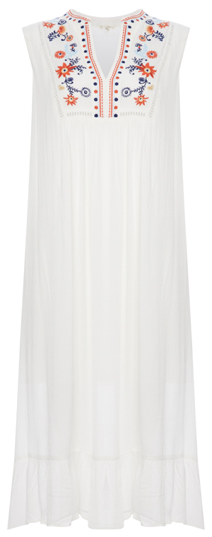 En Creme Embroidered Midi Dress