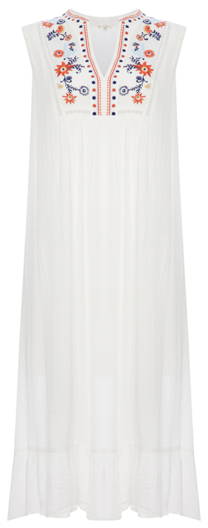 En Creme Embroidered Midi Dress