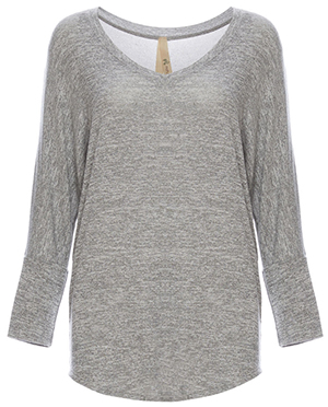 3/4 Sleeve Scoop Neck Hacci