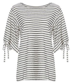 Striped Tied Sleeves Top