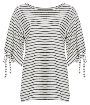 Striped Tied Sleeves Top