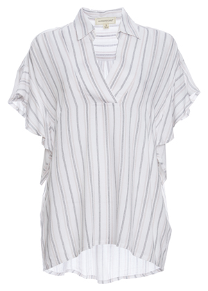 Split Neck Flutter Short Sleeves Top