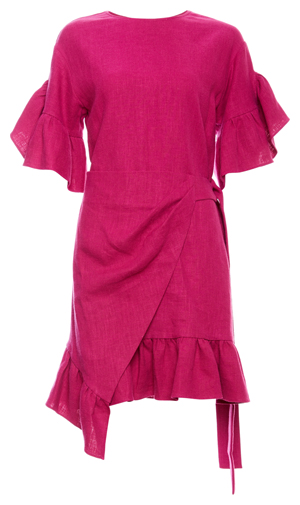 GOEN.J Ruffle-Trimmed Linen Wrap Dress