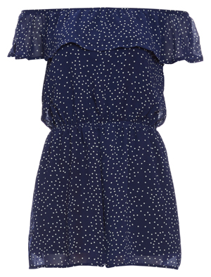 Off Shoulder Polka Dot Romper