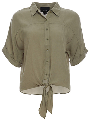 Front Tie Dolman Sleeve Button Up Top