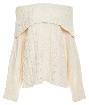 Mystree Off Shoulder Cable Knit Sweater