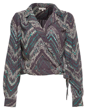 Skies Are Blue Chevron Print Wrap Blouse