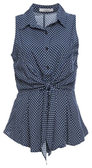 Sleeveless Button Up Front Tie Top