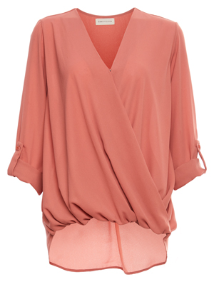 Surplice Rolled Cuffs Top