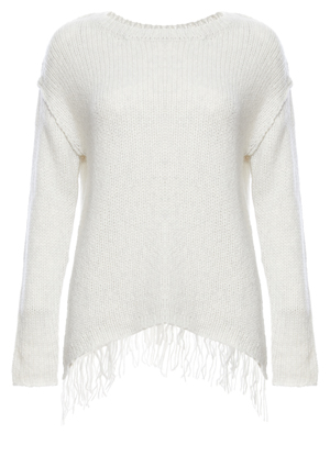 Velvet by Graham & Spencer Chunky Fringe Hem Sweater