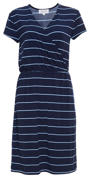 Short Sleeve Striped Surplice Dress