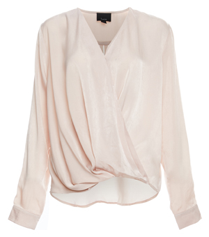 Surplice High-Low Long Sleeve Top