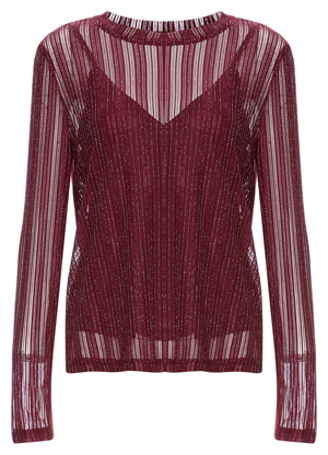 Ribbed Lurex Long Sleeve Top