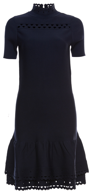 Sandro High Neck Eyelet Midi Dress