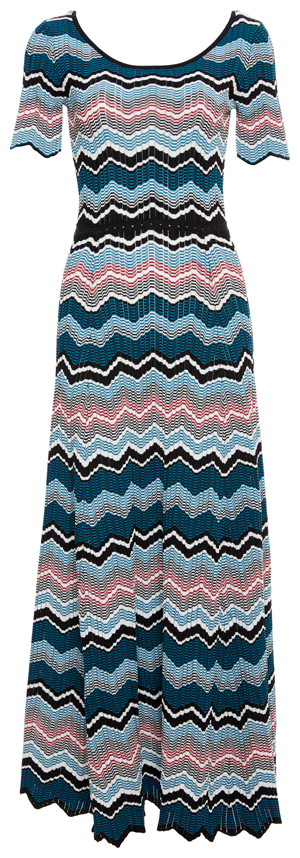 Sandro Scoop Neck Chevron Print Dress