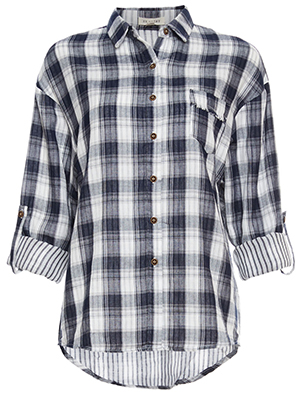 En Creme Button Up Plaid Shirt