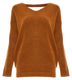 Open Back Knotted V-Neck Sweater