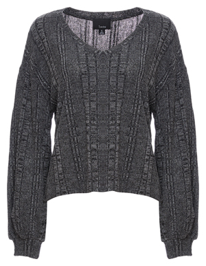Tonal Knitted Stripe V-Neck Sweater