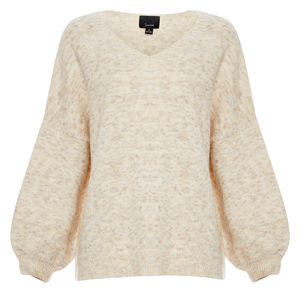 Dropped Shoulder V-Neck Heather Sweater