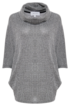 Lena Waffle Intermingle Cowl Neck Top