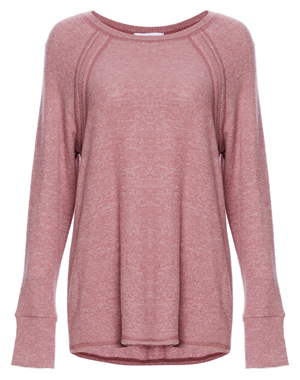 Emilia Brushed Raglan Sleeve Top with Rib Contrast