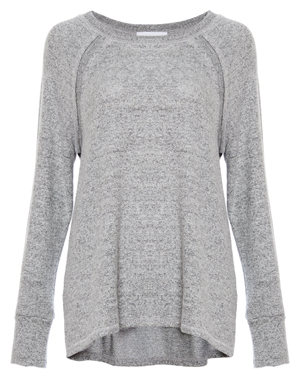 Emilia Brushed Raglan Sleeve Top with Rib Contrast