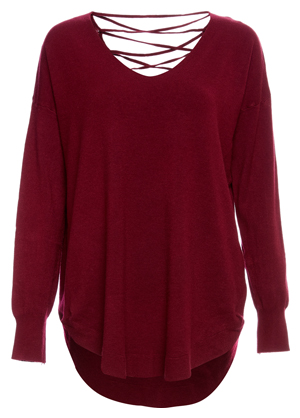 Lace Up Back V-Neck Sweater