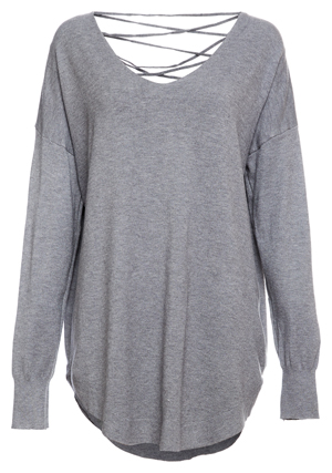 Lace Up Back V-Neck Sweater