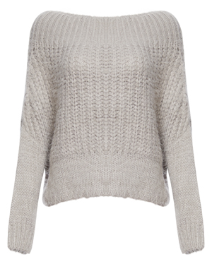 Boat Neck Fuzzy Knit Sweater