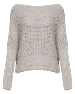 Boat Neck Fuzzy Knit Sweater