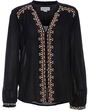 Velvet by Graham & Spencer Button Up Embroidered Blouse