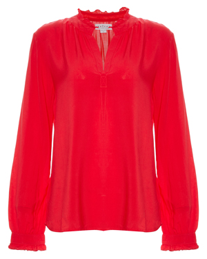 Velvet by Graham & Spencer Split Neck Ruffle Collar Top