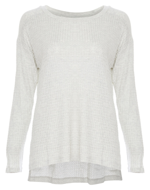 Velvet by Graham & Spencer Round Neck Waffle Knit Long Sleeve Top